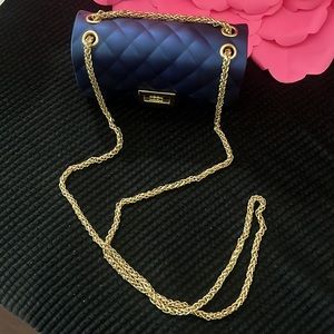 Jelly crossbody/shoulder bag with thick gold chain strap.